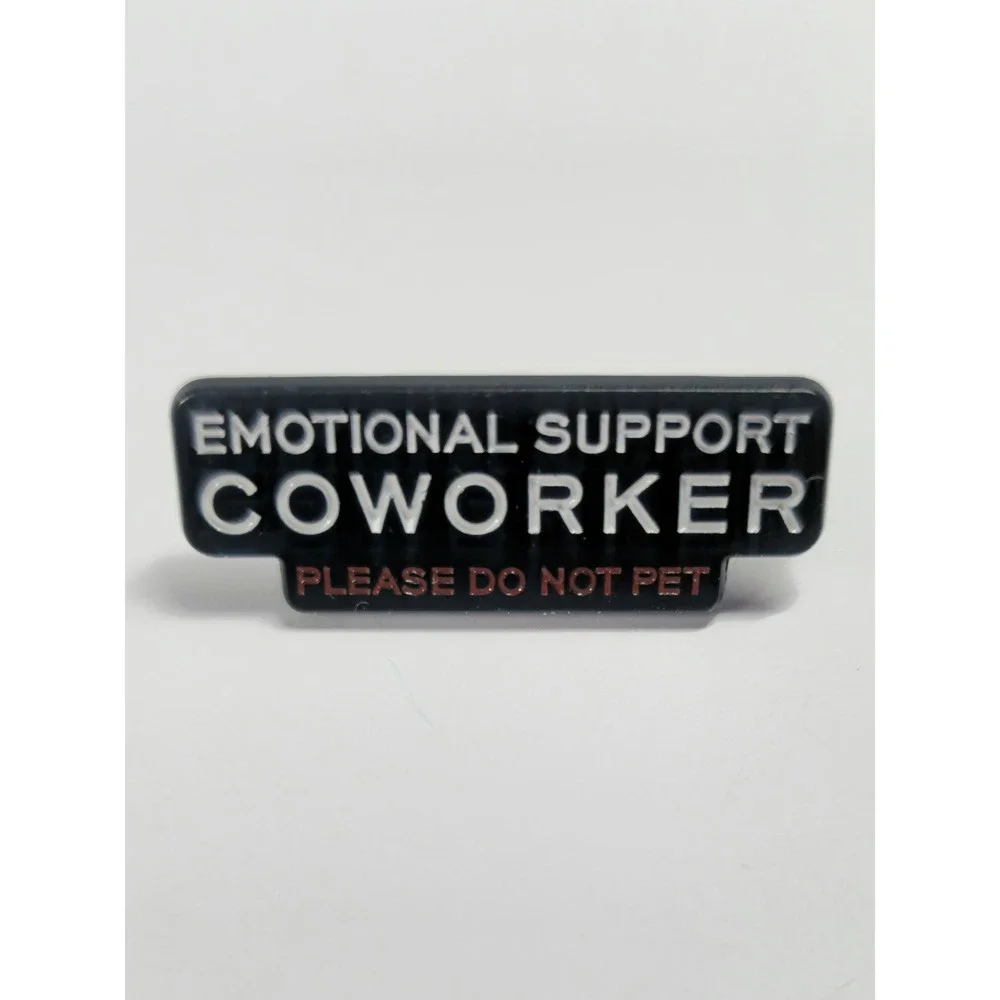 Emotional Support Coworker Enamel Pin Funny Office Humor Lapel Pin Black Red
